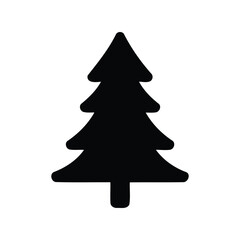 Black silhouette evergreen tree vector illustration pine fir conifer isolated graphic