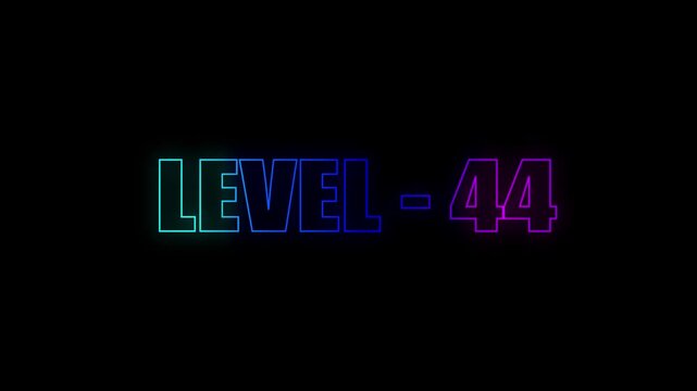 Glowing RGB lite level-44 Text Loop icon animation on Black Background . colorful text animation .