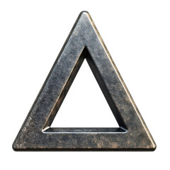 Metallic triangle shape, ancient symbol of power, strength on transparent background