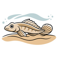 Goby Fish Line Drawing | Ocean Floor Minimal Art