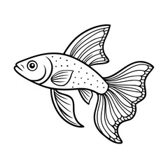 Guppy Fish Line Art Vector | Minimal Pet Sketch