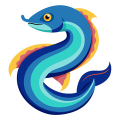 Eel Fish Line Art Vector | Serpent Sea Animal