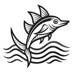 Flying Fish Line Drawing | Minimal Motion Vector