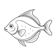 Flatfish Line Art Vector | Ocean Floor Sketch