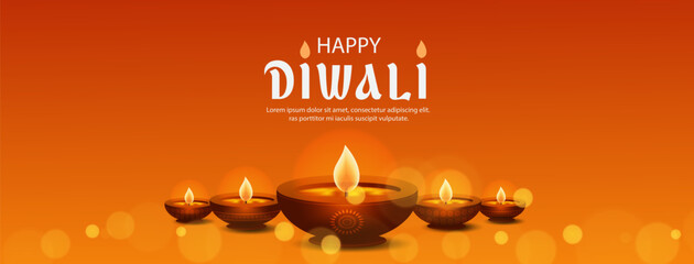 Happy Diwali Indian festival with decorative oil lamp celebration, hindu holiday poster, cards, banner Background, Diwali of lights Design Template with Creative frames and copy space for text.
