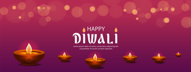 Happy Diwali Indian festival with decorative oil lamp celebration, hindu holiday poster, cards, banner Background, Diwali of lights Design Template with Creative frames and copy space for text.