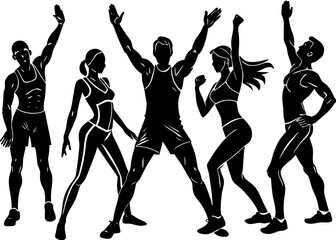 Group Fitness Training Silhouette