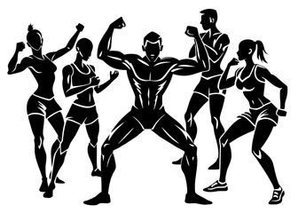 Group Fitness Training Silhouette