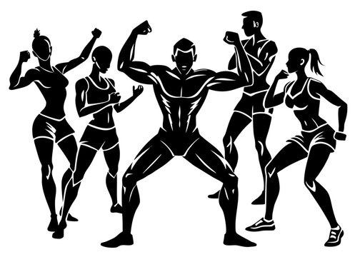 Group Fitness Training Silhouette