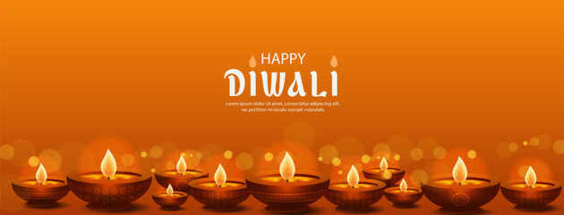 Happy Diwali Indian festival with decorative oil lamp celebration, hindu holiday poster, cards, banner Background, Diwali of lights Design Template with Creative frames and copy space for text.