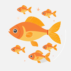 Minimal goldfish faces in flat style