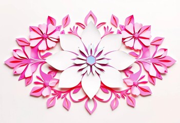 Obraz premium Mirrored paper-cut floral silhouette, layered design, minimalist, elegant, symmetrical, elegant, deco