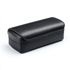 Elegant black leather watch case, offering a sophisticated storage solution for valuable timepieces. The case is meticulously crafted with attention to detail, showcasing quality and style