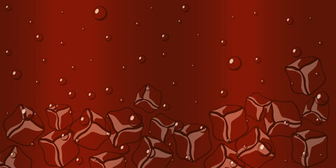 Realistic vector Soda background wit ice cubes. Cold summer drink backdrop. Vector illustration of sparkling water texture background. Soda backdrop. EPS 10