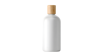 White bottle with bamboo cap