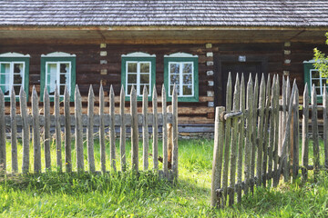 ZUBRZYCA GORNA, POLAND - AUGUST 03, 2025: Ancient countryside reconstruction at the open air museum - Orava Ethnographic Park in Zubrzyca Gorna.