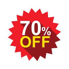 70% discount sticker. 70% off. discount price label. 70% discount sale design. discount offer price tag. special offer sale red label. sale. product promo