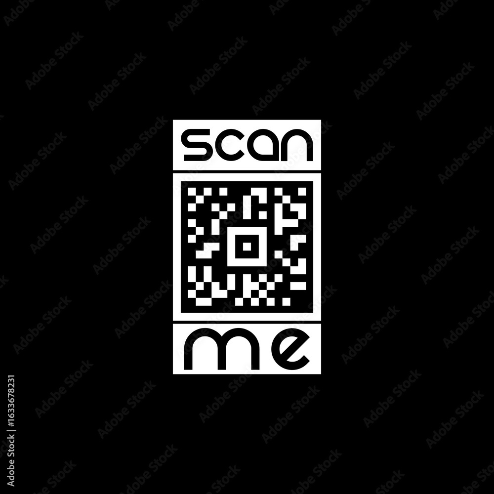 Poster scan qr code icon isolated on black background