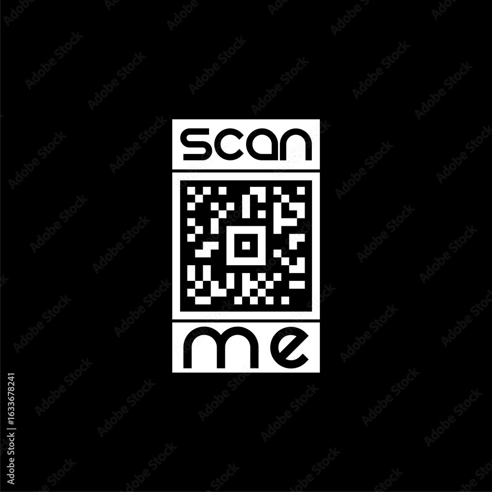 Poster scan qr code icon isolated on black background