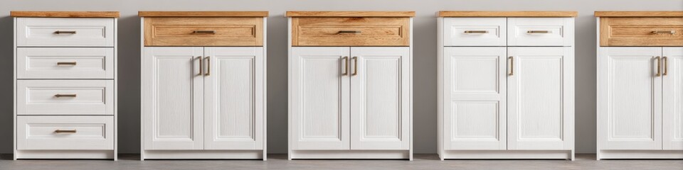 White cabinets with light wood tops