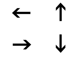 Navigational Arrow Icon Set. A minimal black and white vector graphic showing four arrows for up, down, left, and right directions.