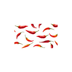 Red hot chili peppers vegetable spice on white background