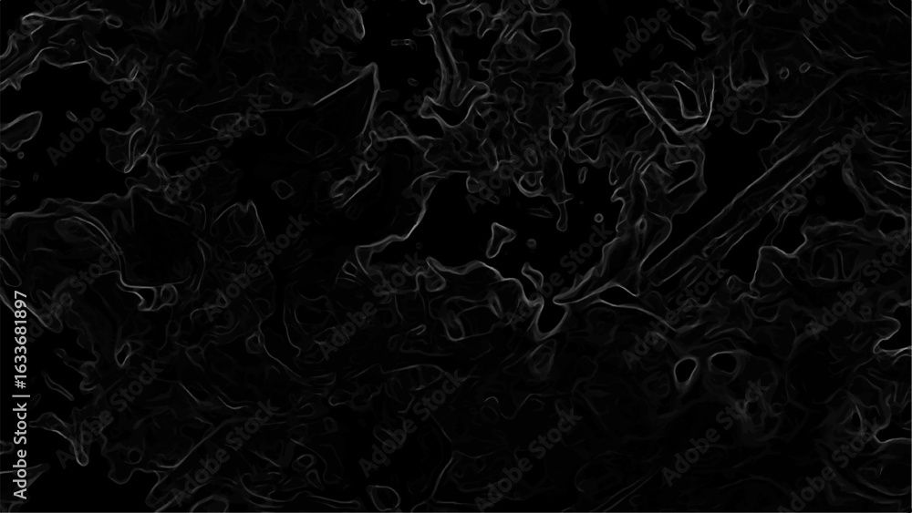 Aufkleber dark abstract digital texture with fine, glowing white contour fluid and chaotic design. silk and ba