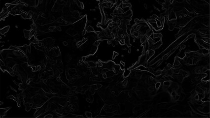 Dark abstract digital texture with fine, glowing white contour fluid and chaotic design. Silk and backdrop, soft and smooth swirl backdrop. Marbled painted Liquify texture background. 