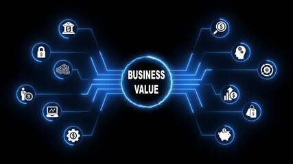 Glowing neon line business value growth concept. Business, Technology concept.4k video motion graphics animation - Powered by Adobe