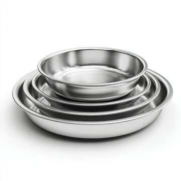 A close-up shot of a stainless steel bowl with four sizes of bowl placed together, food-ready