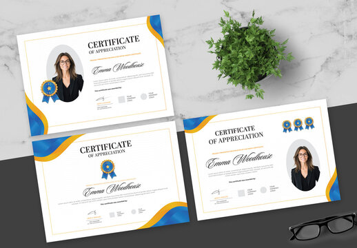 Blue And Yellow Corporate Certificate