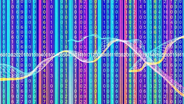 Abstract binary code background with data stream and network connection concept design