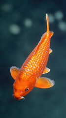 Vibrant Orange Koi Carp Centered Against a Blurred Background High Resolution