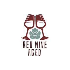 Wine Glasses Logo. Simple wine logo for vineyard, winery drink, grape product or organic alcohol branding. Vector illustration.