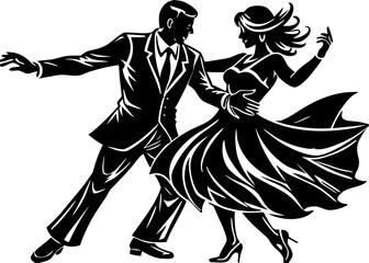 Salsa Couple Dancing Silhouette