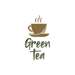 Green Tea logo. Simple Green Tea logo for organic product, natural drink, herbal label or eco branding. Vector illustration