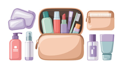 Assortment of cosmetic and hygiene products on a white background cosmetics toiletries