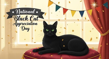 Black cat appreciation day celebrate national black cat appreciation day with a cute black cat