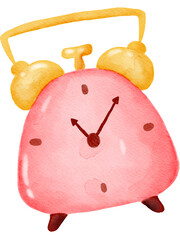 Watercolor school stationery of a alarm clock