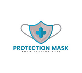 Medical face protection mask logo design, Vector image