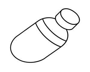 Simple black outline graphic of a pharmaceutical pill bottle ideal for medical or health related designs
