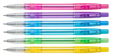 Vibrant Gel Pens Collection, Assorted Colors on Transparent Background
