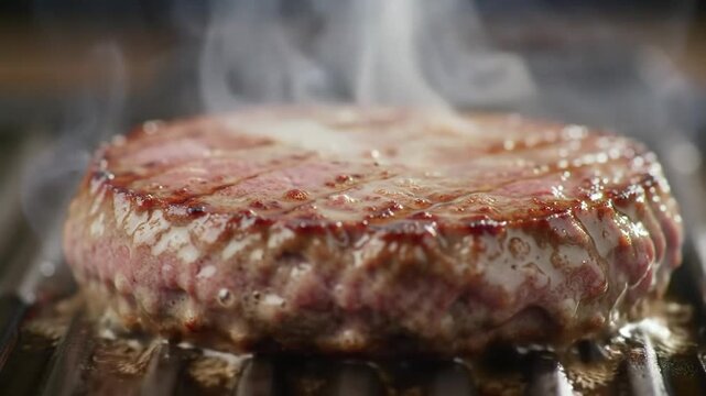 The dynamic motion of a juicy burger cooking on a grill, capturing the essence of a flavorful outdoor lifestyle.