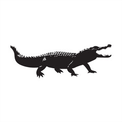 Naklejka premium Silhouette of a Crocodile Walking with Open Mouth - Vector Illustration