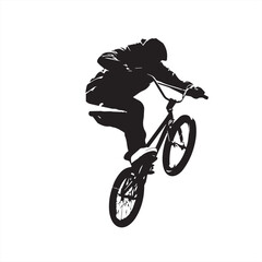  Silhouette of a Man Performing BMX Trick – Vector Illustration