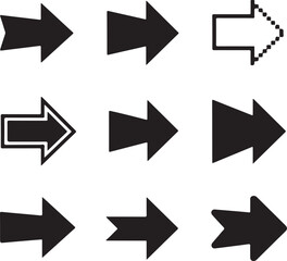 Black directional arrows various styles symbol pointer