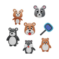 Fototapeta premium ICON SET FUNNY ANIMAL PNG