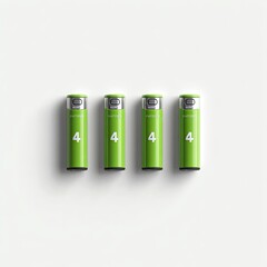 Four lime-green cylindrical objects