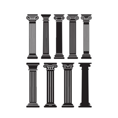 Obraz premium Collection of classical architectural columns silhouette vector isolated on white background