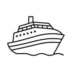 Obraz premium Clean vector outline illustration of a modern cruise ship sailing on the ocean waves